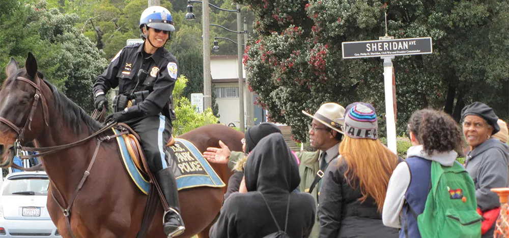Mounted police at buffalo soldiers walk