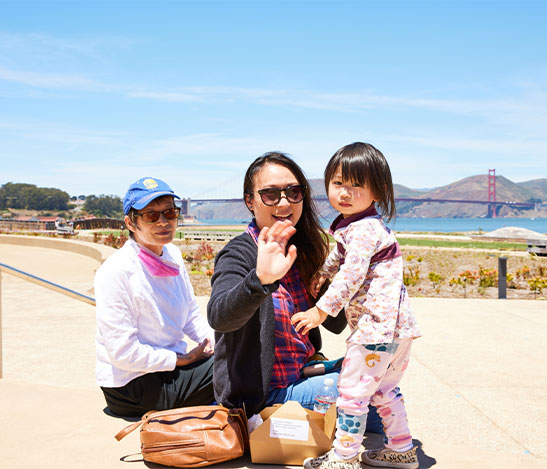 Family waving