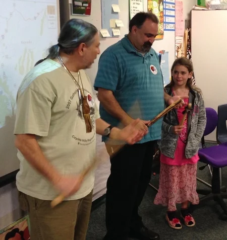 Three generations of Ramaytush Ohlone share a 'Song of the People' to a classroom