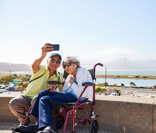 Accessible path users taking a selfie